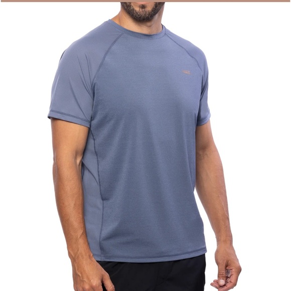 Copper Fit Men’s Short Sleeve Ultra Performance Crew Neck Shirt in Navy Heather - Picture 2 of 7